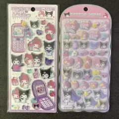 【正規品】平成はっぴーふぉん、コットンパフィーシール２枚セット　マイメロ•クロミ