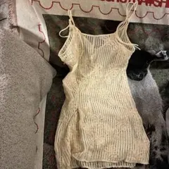 【前後2WAY】フラワーレースミニワンピース　カスタネ