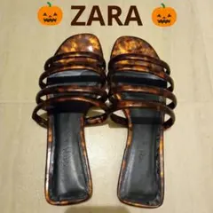 ★ZARA★ ザラ★べっ甲柄★ストラップサンダル★ペタンコサンダル★37★