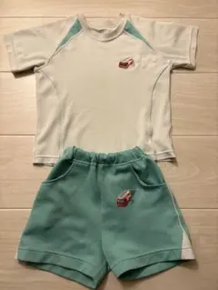 ジャクエツ　体操服　半袖　上下セット　110㎝ ホワイト/グリーン