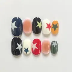 星ネイル/y2knail/個性派ネイル/カラフルネイル/チークネイル