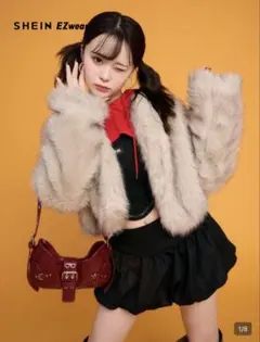 SHEIN ファージャケット　カーキ