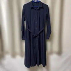UNIQLO ネイビー 長袖シャツワンピース M