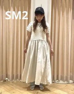 美品♡SM2 クロシェ編み風切替ノースリブワンピース　サマンサモスモス　キナリ