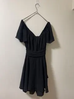 【新品タグ付】バックリボン オフショル サロペット オールインワン 黒 2-83