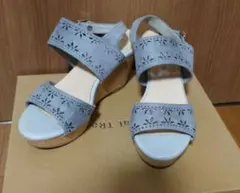 オリエンタルトラフィック カットワーク コルク ウェッジソール サンダル グレー