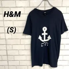 H&M 碇プリントTシャツ　マリンカットソー　黒　ブラック　ヴィンテージのサムネイル