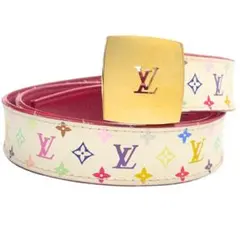 ☆訳あり☆VUITTON☆ルイ ヴィトン☆ LVマルチカラー☆ベルト☆ピンク