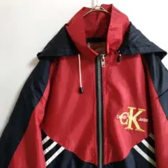 270　MEIHUA　ナイロンジャケット　2XL　赤　濃紺　US古着