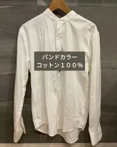 ほぼ新品　ネルシャツ メンズ バンドカラー roshell　綿１００％　白　XLのサムネイル