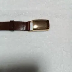ダークブラウン レザー ベルト 金属バックル