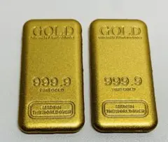 FINE GOLD 999.9刻印 金メッキレプリカ ゴールドバー 2個セットのサムネイル