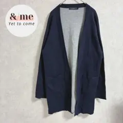 RAGEBLUE ロングニットカーディガン　ボタンレス　ネイビー　ポケット