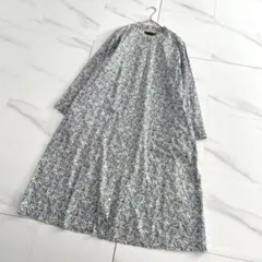 Shower Party 花柄 ロング シャツワンピース 日本製 綿100 青系