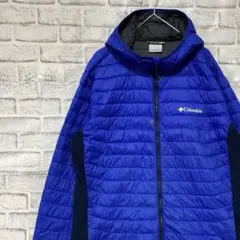 コロンビア　ナイロンジャケット中綿　ブルーXL ロゴ刺繍アウトドア0218