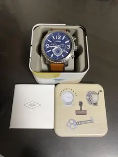FOSSIL メンズ クロノグラフ 腕時計 ブルー文字盤