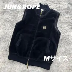 超美品　ジュンアンドロペ　ベスト　蓄熱裏地　フワフワ　ネイビー　Mサイズ