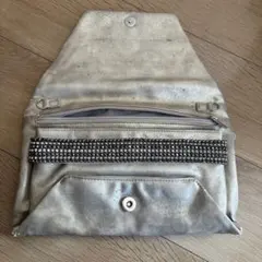 シルバー ストーン付き クラッチバッグ