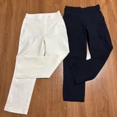 ストレッチパンツ 2本セット Sサイズ ホワイト ネイビーのサムネイル