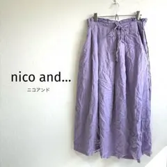 ニコアンド ロングスカート M 麻混合 紫 ウエストゴム
