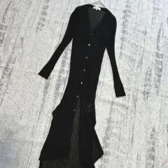 ロペピクニック　ロングカーディガン　リブニット長袖　透け感　薄手　羽織　春夏