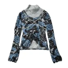 used フロントシャーリングメローシアートップス 花柄 itimi kitty