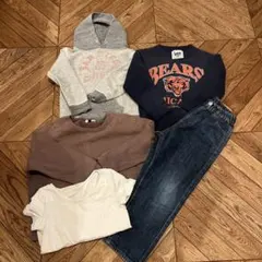 デニムダンガリーやヴィンテージ古着含む5点セット　110〜120サイズ