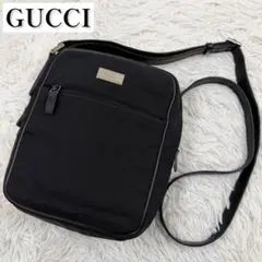 【✨美品✨】グッチ ショルダーバッグ キャンバス レザー ブラック