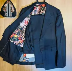 ポールスミス　コレクション　ネイビー　花柄裏地 スーツ　セットアップ　メンズ　M