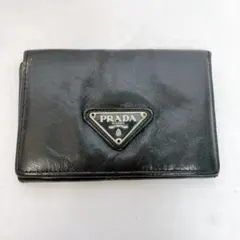 6749○ PRADA プラダ カードケース 名刺入れ ブラック レザー