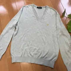 Golden Bear ライトグレー Vネックセーター薄手、綿混