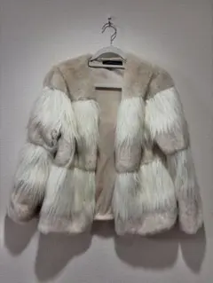 ZARA ファージャケット ホワイト ベージュ M