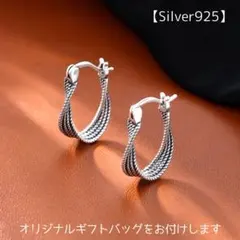 【新品】S925 ツイスト メビウス ウェーブ シルバー ピアス L001