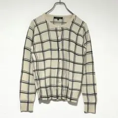 n1122【ロートレアモン】 チェック柄 カーディガン ウール混 38