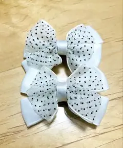 ヘアクリップ 2個セット ホワイト白 リボン