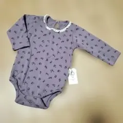 新品　mengxiaodou 長袖 ロンパース パープル　80cm