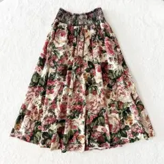 ZARA ザラ　花柄　ロングスカート　総柄　ウエストゴム　華やか　春秋冬　XSのサムネイル