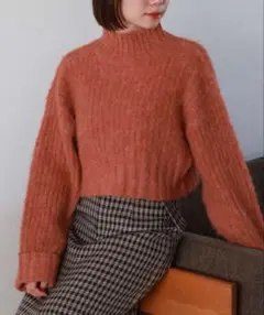 archive オレンジ ハイネッククロップドセーター M