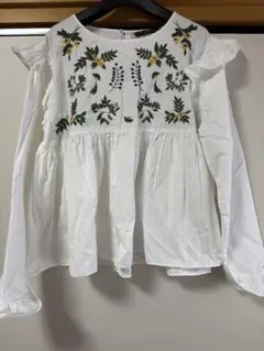 【新品・タグ付き】【最終値下げ】ZARA 刺繍入り長袖ブラウス XL ホワイト
