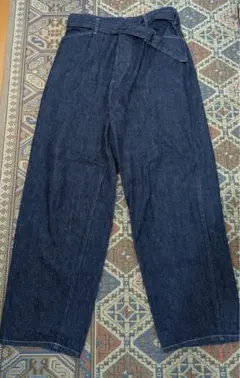 COMOLI デニムベルテッドパンツ22SS サイズ2 ネイビー インディゴ