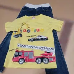 TOMY プリント Tシャツ　サイズ100。ジーンズ　サイズ110 上下セット