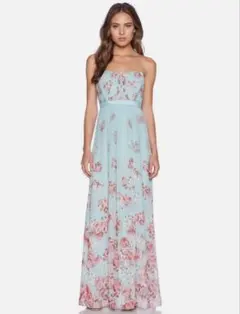 BCBGMAXAZRIAフローラル シフォン コルセットトップ マキシドレスのサムネイル
