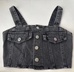 ボタン付きデニムビスチェ ダークグレー