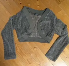 ダークブラウン クロップドカーディガン M