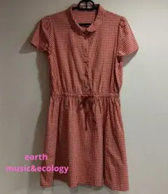【美品】earth music&ecology ギンガムチェック 半袖ワンピースのサムネイル