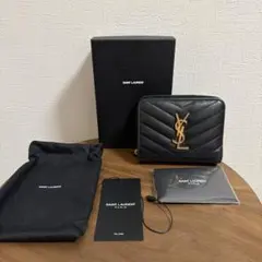 YSL イヴサンローラン　二つ折り財布 ラウンドジップブラックのサムネイル