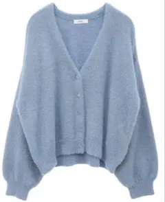 earth music&ecology ミニラメシャギーカーディガン ブルー