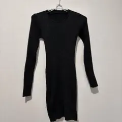 Dazyブラックリブ編み　長袖　ニット　セーター　ワンピース