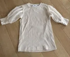 AZUL by MOUSSY ベージュ シースルー袖Tシャツ 五分袖　七分袖