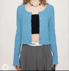 SLY BUMPY CUT JQ カーディガン ブルー